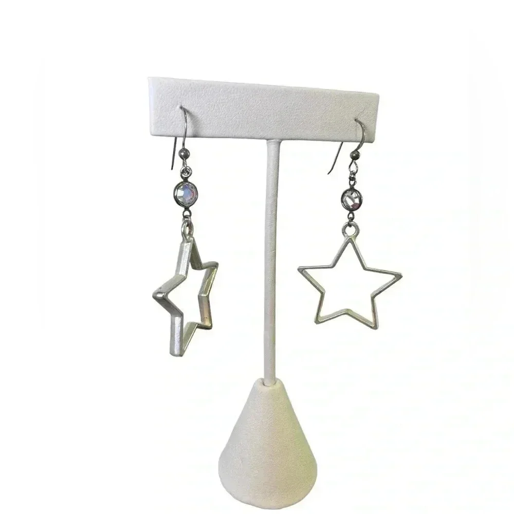 2” Handmade Western Star Cutout dangled silver Earrings